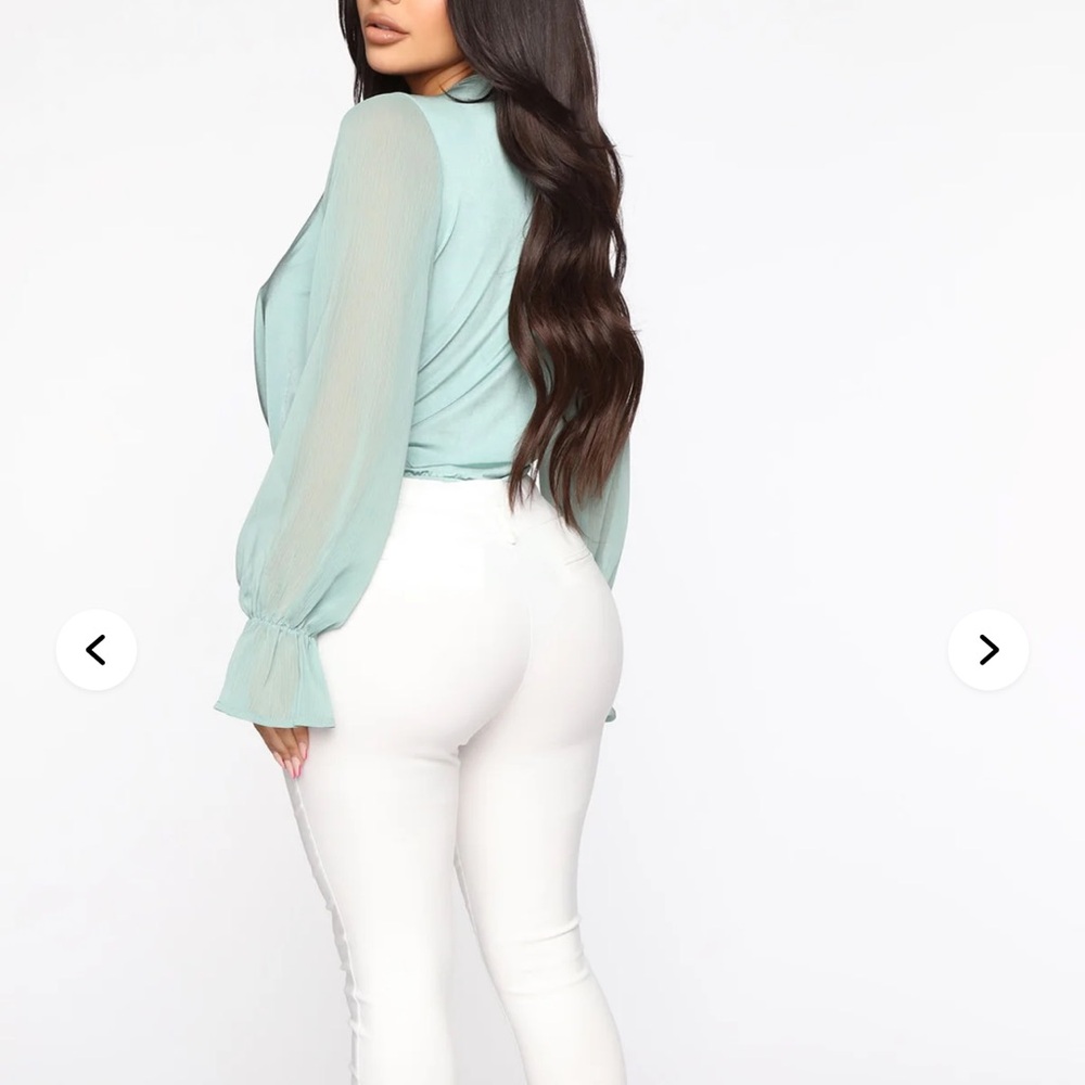 Fashion Nova Mint Green Drape Top - Picture 2 of 4